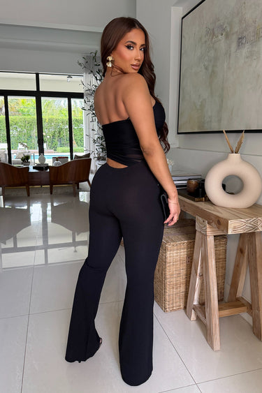 Midnight Temptation Mesh Jumpsuit - Black - Palazzo Couture Online