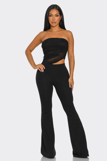 Midnight Temptation Mesh Jumpsuit - Black - Palazzo Couture Online