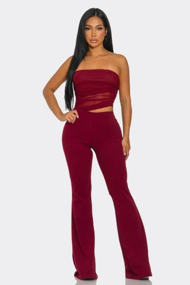 Midnight Temptation Mesh Jumpsuit - Wine - elegant jumpsuit for parties and events