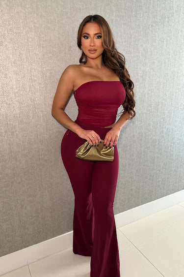 Midnight Temptation Mesh Jumpsuit - Wine for women - stylish jumpsuit by Palazzo Couture