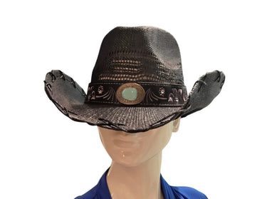 Midnight Rodeo Black Straw Hat with Western Band - view 2