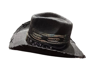 Midnight Rodeo Black Straw Hat with Western Band - view 3