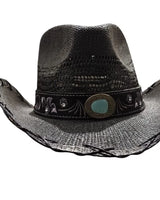 Midnight Rodeo Black Straw Hat with Western Band - front view