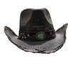 Midnight Rodeo Black Straw Hat with Western Band - front view