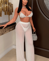 Miele Crystal Top Pants Set (White) - Palazzo Couture Online