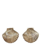 Gold shell stud earrings – minimalist beach‑inspired accessory for women