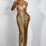 Mirage Drape Cover Up Maxi Dress - Gold - Palazzo Couture Online