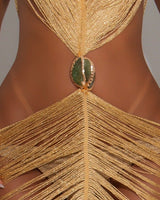 Mirage Drape Cover Up Maxi Dress - Gold - Palazzo Couture Online