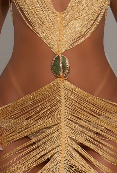 Mirage Drape Cover Up Maxi Dress - Gold - Palazzo Couture Online