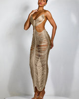 Mirage Drape Cover-Up Maxi Dress- silver - women's resort wear and swimwear cover up