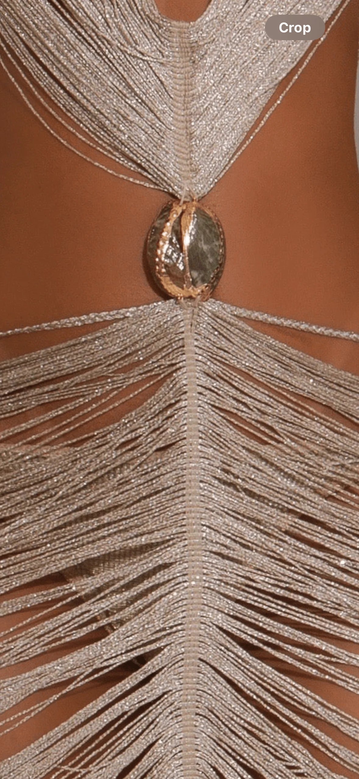 metallic cover up dress Palazzo Couture Online Women's Silver Maxi Dress, Sheer Fringe Design, Halter Neck, Gold Seashell Detail, Polyester, Beach Cover-Up