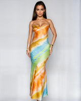 Mirage Maxi Dress - Tangerine Sunset Multi Color - Palazzo Couture Online