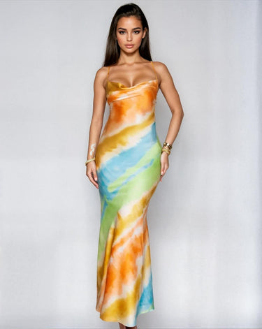Mirage Maxi Dress - Tangerine Sunset Multi Color - Palazzo Couture Online
