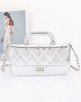 Quilted Mirror Metallic Top Handle Bag | Palazzo Couture