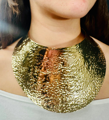 Modern Art Deco Collar Necklace and Stud Set (Gold) - women's statement jewelry
