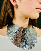 Modern Art Deco Collar Necklace and Stud Set (Silver) - women's statement jewelry