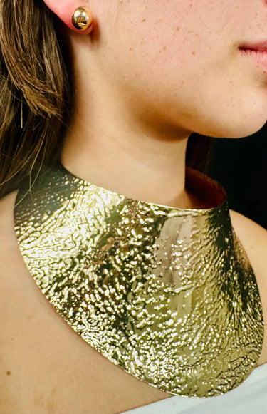 Modern Art Deco Collar Necklace and Stud Set (Gold) - stylish accessory for every outfit