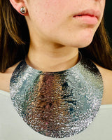 Modern Art Deco Collar Necklace and Stud Set (Silver) - stylish accessory for every outfit