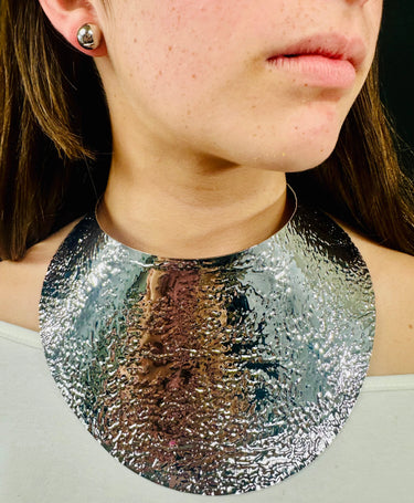 Modern Art Deco Collar Necklace and Stud Set (Silver) - stylish accessory for every outfit