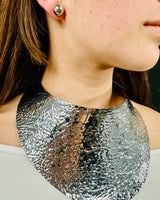 Modern Art Deco Collar Necklace and Stud Set (Silver) for women - fashion jewelry by Palazzo Couture