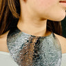 Modern Art Deco Collar Necklace and Stud Set (Silver) for women - fashion jewelry by Palazzo Couture