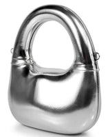 Modern Silver Handbag – Sculpted Glossy Statement Bag for women - bag by Palazzo Couture