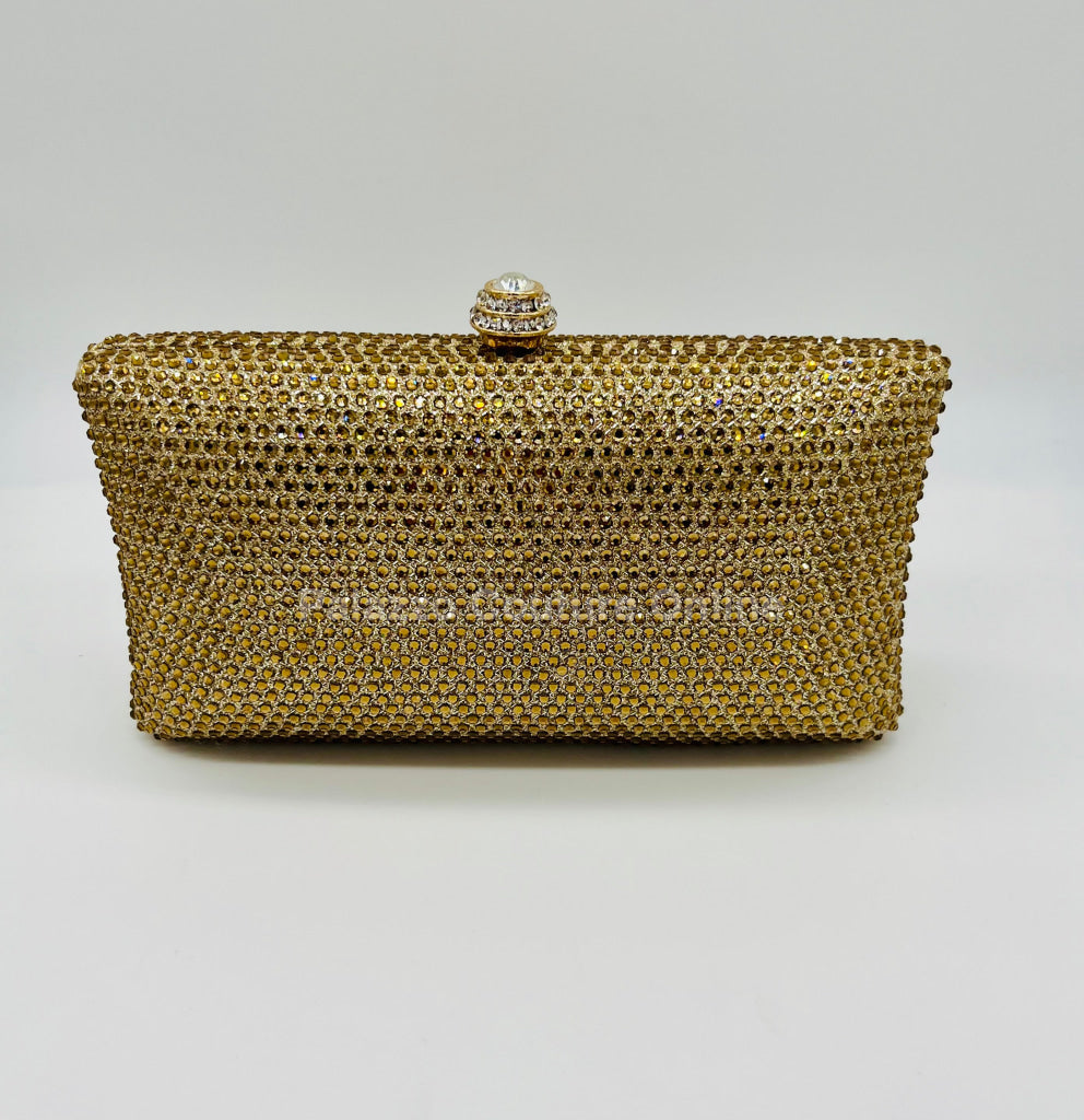 Monaco Cluth Rhinestone (Gold) Hand Bag