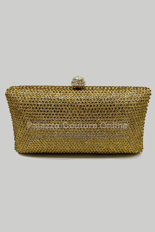 Monaco Cluth Rhinestone (Gold) Gold Hand Bag