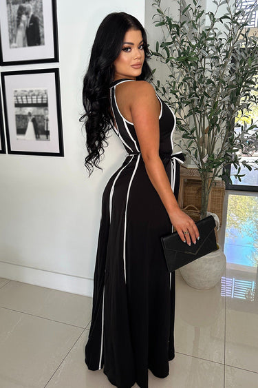 Monaco Linea Wide - Leg Jumpsuit - Black - Palazzo Couture Online