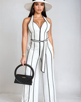 Monaco Linea Wide - Leg Jumpsuit - White - Palazzo Couture Online
