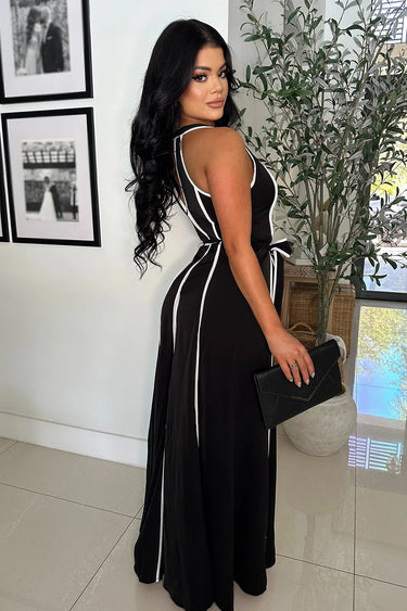 Monaco Linea Wide-Leg Jumpsuit- Black - women's one-piece outfit for going out