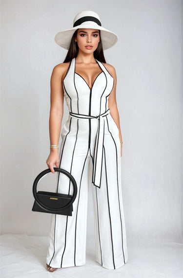 Monaco Linea Wide-Leg Jumpsuit- White for women - stylish jumpsuit by Palazzo Couture