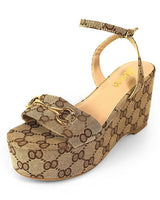 Monogram Binna Platform Wedge Sandals - Palazzo Couture Online