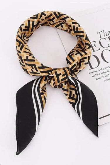 Silk square scarf with contrast border and monogram-inspired design