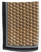 luxe monogram print silk bandana with border stripes