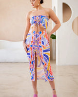 More Than A Chase Skirt Set (Blue/Combo) front view showing complete two piece skirt set