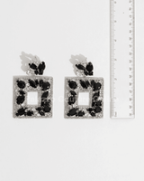 Multi Stone Embellished Square Dangle Evening Earrings - Palazzo Couture Online