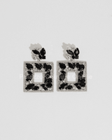 Multi Stone Embellished Square Dangle Evening Earrings - Palazzo Couture Online