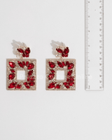 Multi Stone Embellished Square Dangle Evening Earrings - Palazzo Couture Online