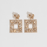 Multi Stone Embellished Square Dangle Evening Earrings - Palazzo Couture Online