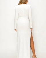 Women's With White Bodysuit maxi dress elegant style back view