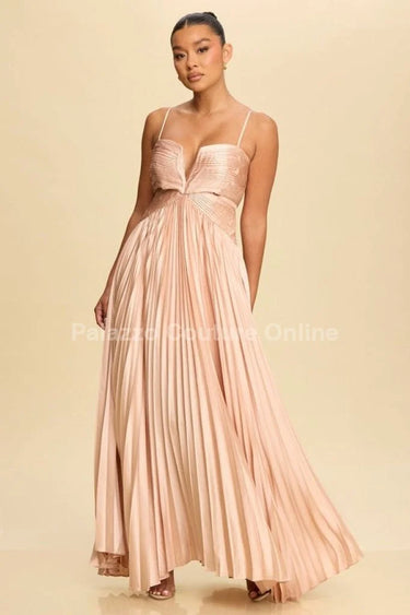 Mystic Magic Maxi Gown (Champagne) front view showing full-length maxi silhouette
