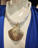 Nautical Shell Pendant Necklace - Gold - White Robe - Palazzo Couture Online