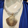 Nautical Shell Pendant Necklace-Gold- White Robe for women - fashion jewelry by Palazzo Couture