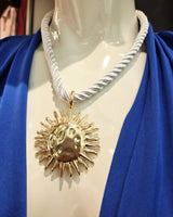 Nautical Sun Pendant Necklace-Gold- White Robe for women - fashion jewelry by Palazzo Couture