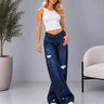 Neri Distressed Wide-Leg Jeans - High-Rise Stretch Denim