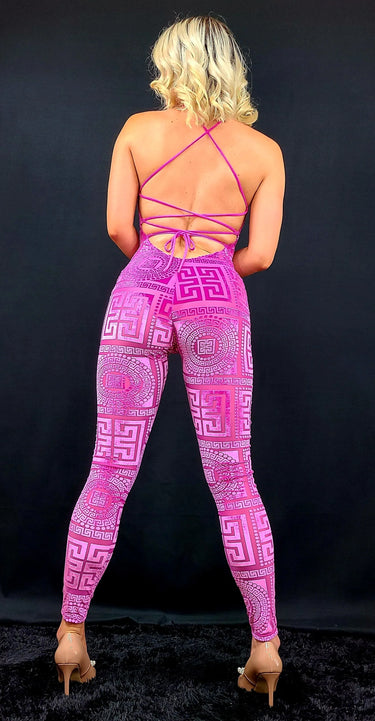 Next Destination Velvet Mesh Jumpsuit (Pink) - women's fashion jumpsuit for every occasion