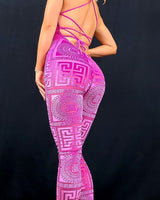 Next Destination Velvet Mesh Jumpsuit (Pink) - Palazzo Couture Online
