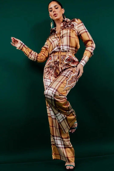 Night in Milan Pant Set (Camel) front view showing complete two piece pant set