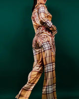 Night in Milan Pant Set (Camel) side view showing pants silhouette and fit